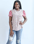 Pretty in pink floral high neck blouse from Favored And Common