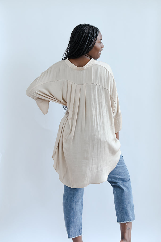 Satin blouse with pleated back for women from Favored and Common in NC