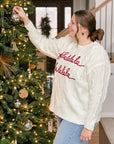 Simple cable knit Christmas sweater for women