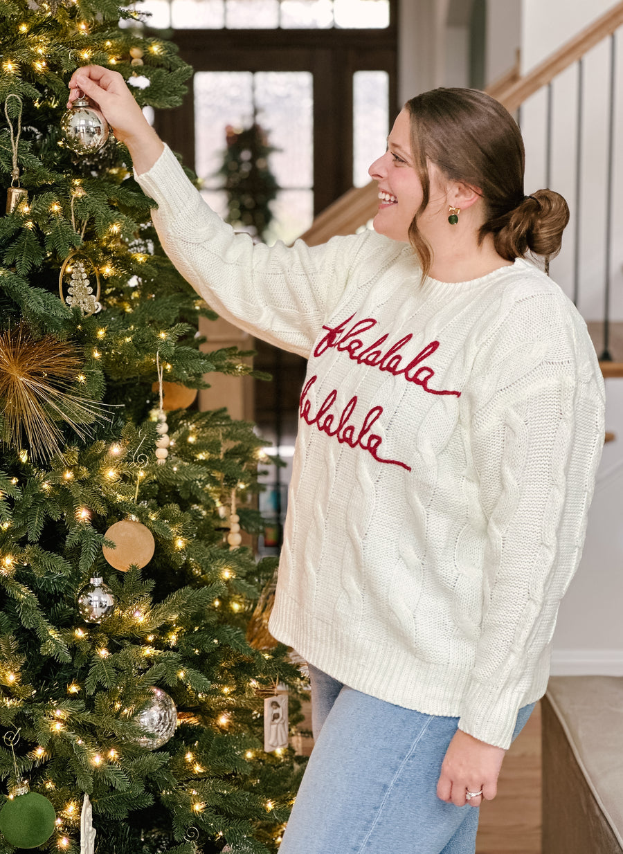 Simple cable knit Christmas sweater for women