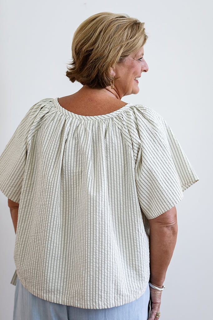 Tie It In A Bow Striped Blouse