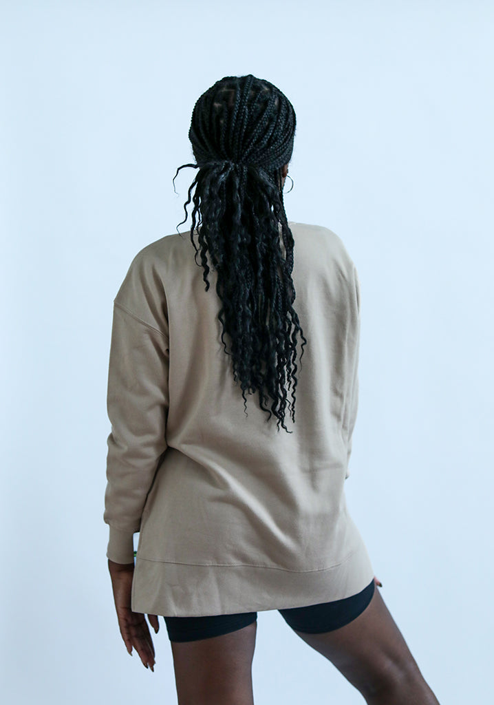 Tan crew neck sweatshirt for women from Favored and Common in NC