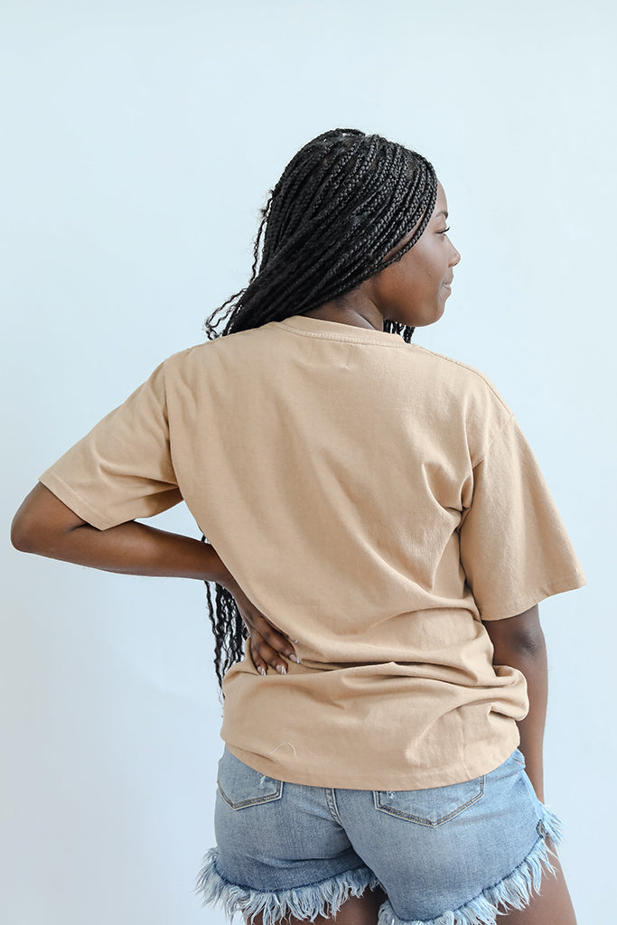 Tan relaxed tshirt for women from Favored And Common online boutique