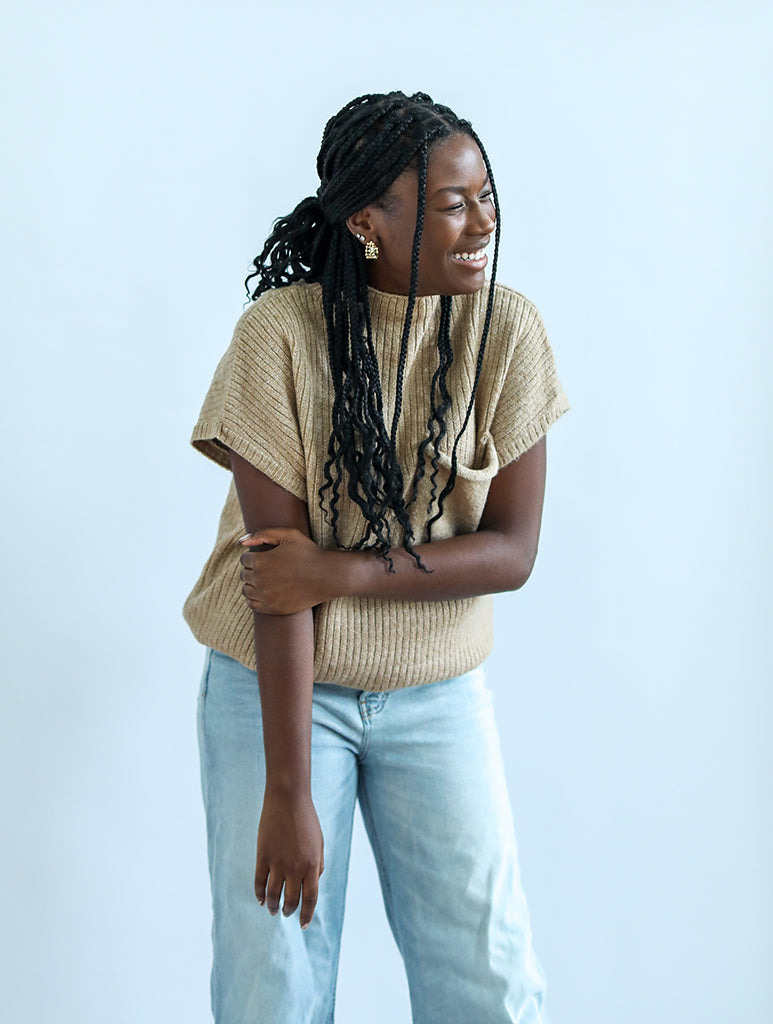 Tan sweater tunic for women from Favored and Common in NC