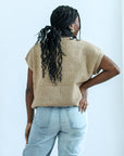 Tan sweater tunic for women with short sleeves from Favored and Common in NC