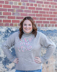 Taupe mock neck stitched sweater from Favored and Common in NC