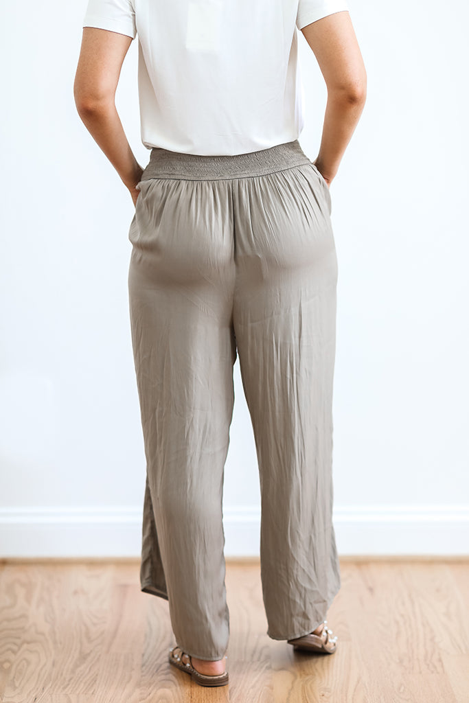 Relaxed Elegance Wide Leg Pants | Taupe