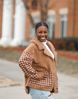 Teddy and houndstooth jacket with snap buttons from Favored and Common