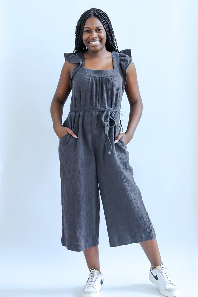 Washed navy jumpsuit for women from Favored and Common in NC