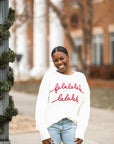 White embroidered Christmas sweater from Favored And Common