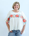 White floral embroidered blouse for women from Favored And Common in NC