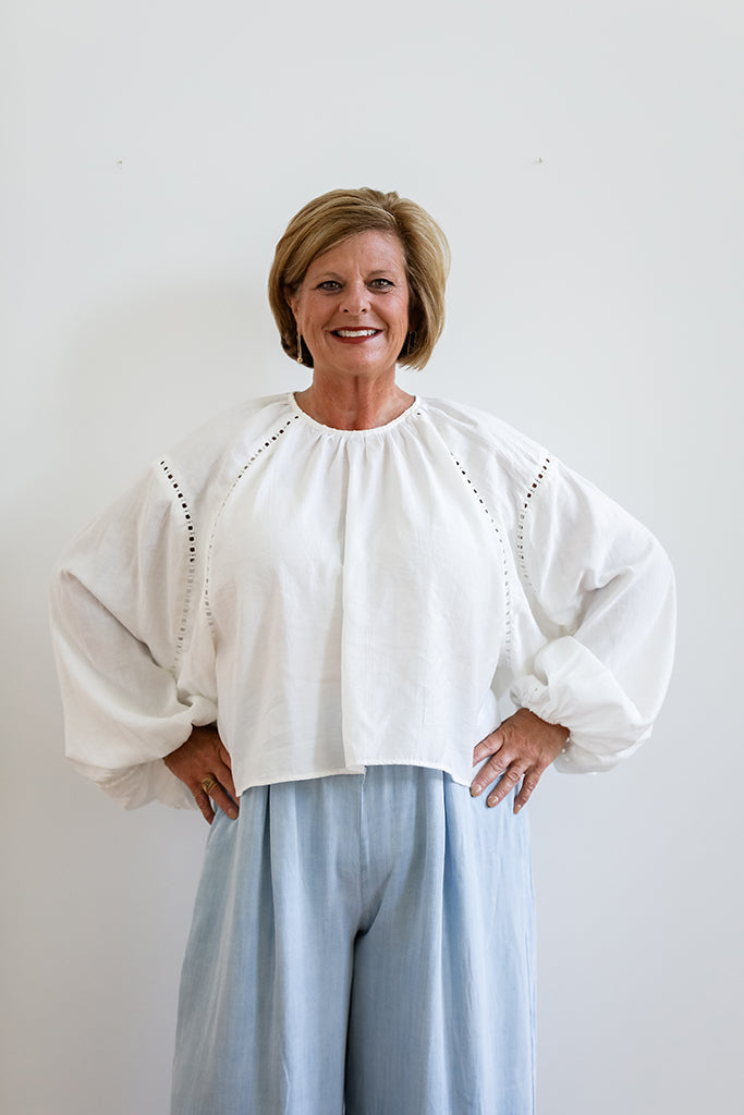 Charming White Lace Trimmed Blouse