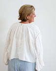 Charming White Lace Trimmed Blouse