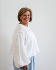 Charming White Lace Trimmed Blouse