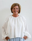Charming White Lace Trimmed Blouse