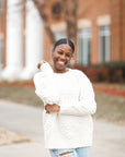 White pom pom heart sweater from Favored And Common