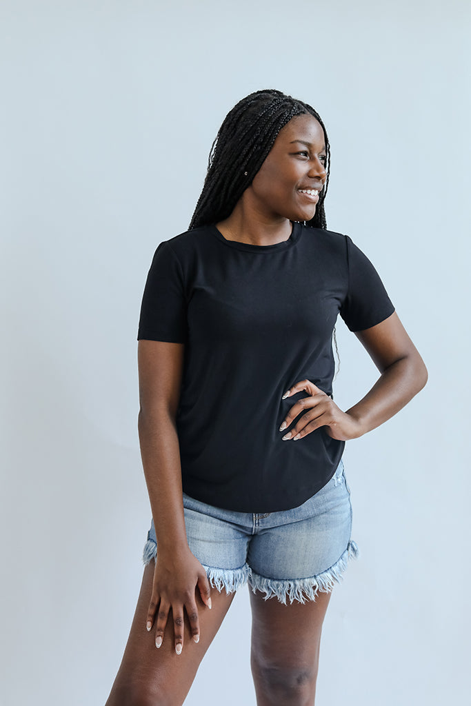 Black basic tee for women from Favored And Common