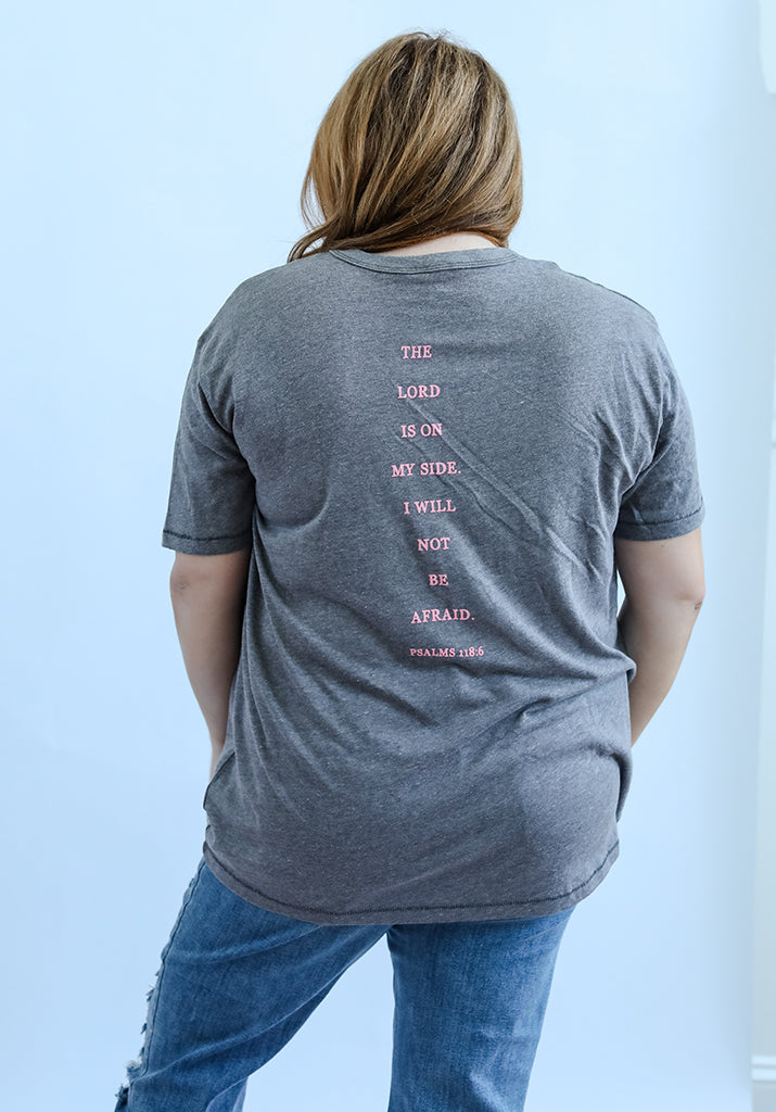 Faith over fear bible verse tee for women from Favored And Common in NC