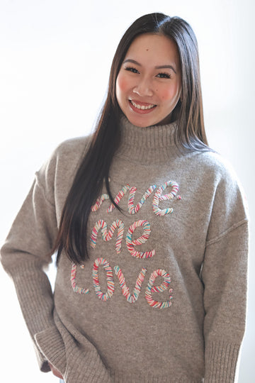 Give me love multi color stitched sweater from Favored and Common