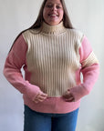 Pink and ivory turtle neck try on video from Favored And Common in NC