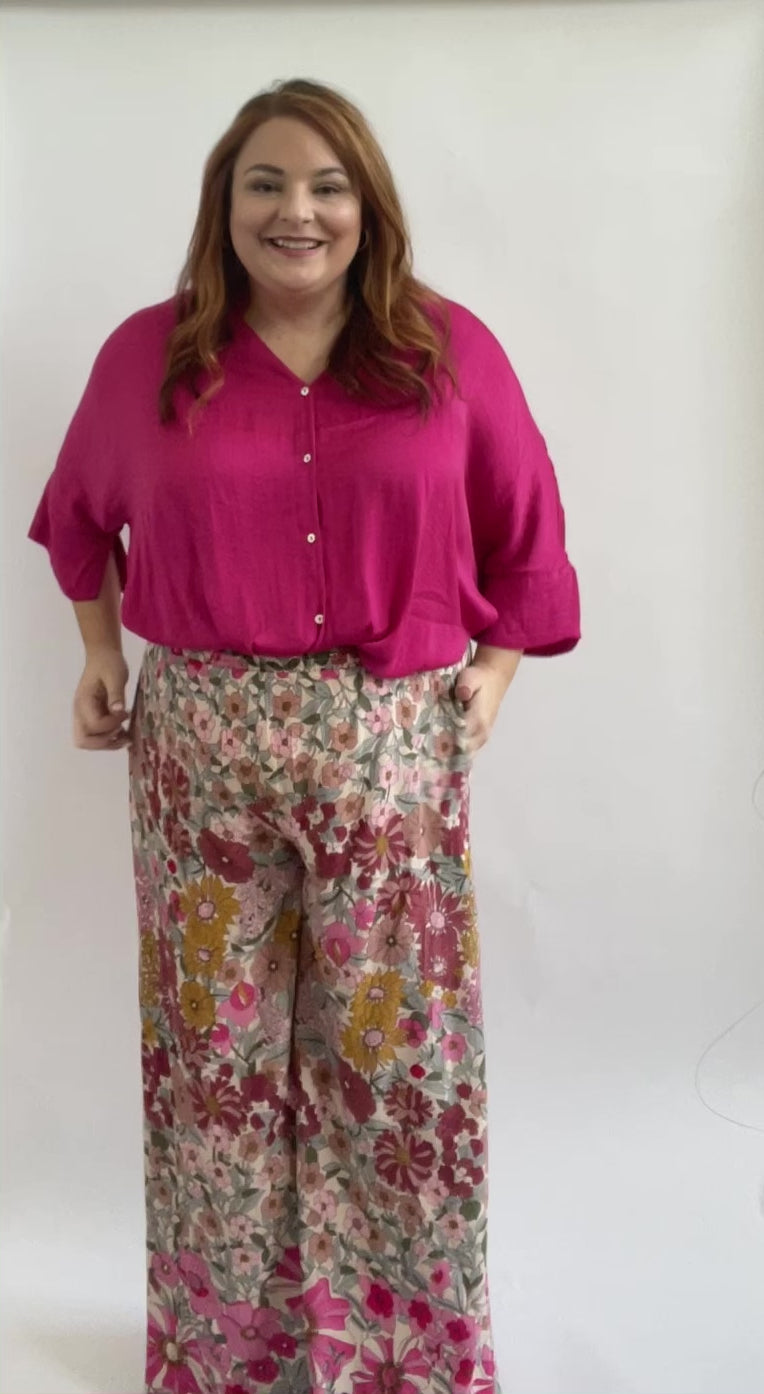 Floral flowy pants try on video from Favored And Common in NC