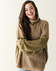 Mock neck color block sweater for women from Favored And Common in NC