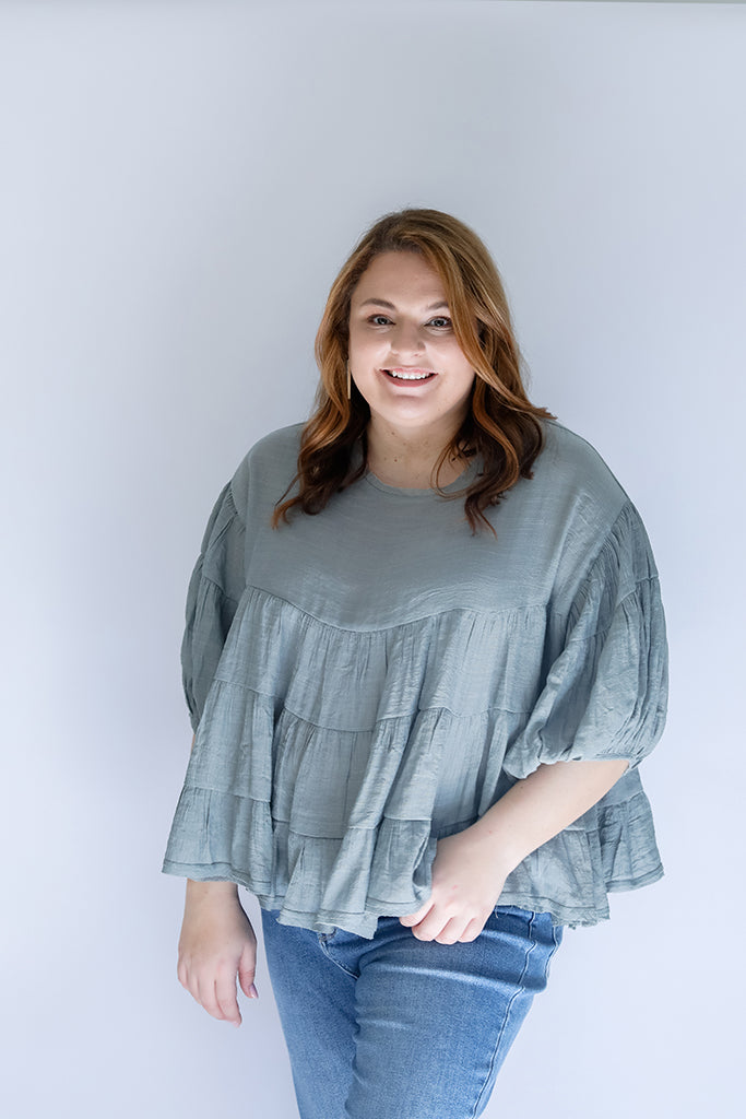 Flowy blouse with bubble sleeves from Favored And Common