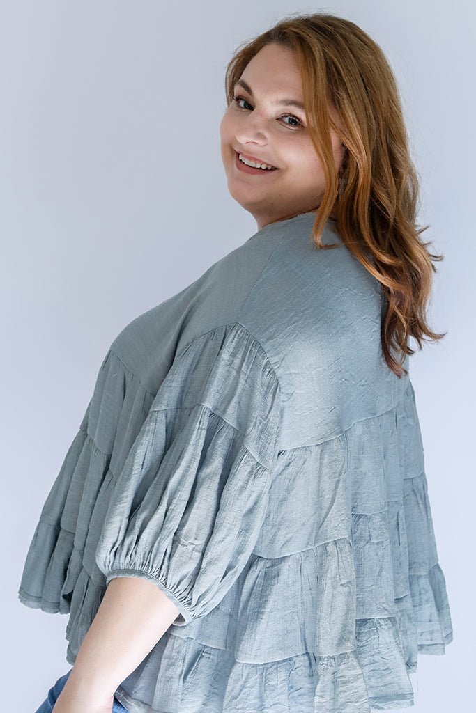 Flattering tiered blouse from Favored And Common in NC