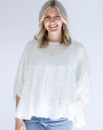 White flowy tiered blouse for women from Favored And Common in NC