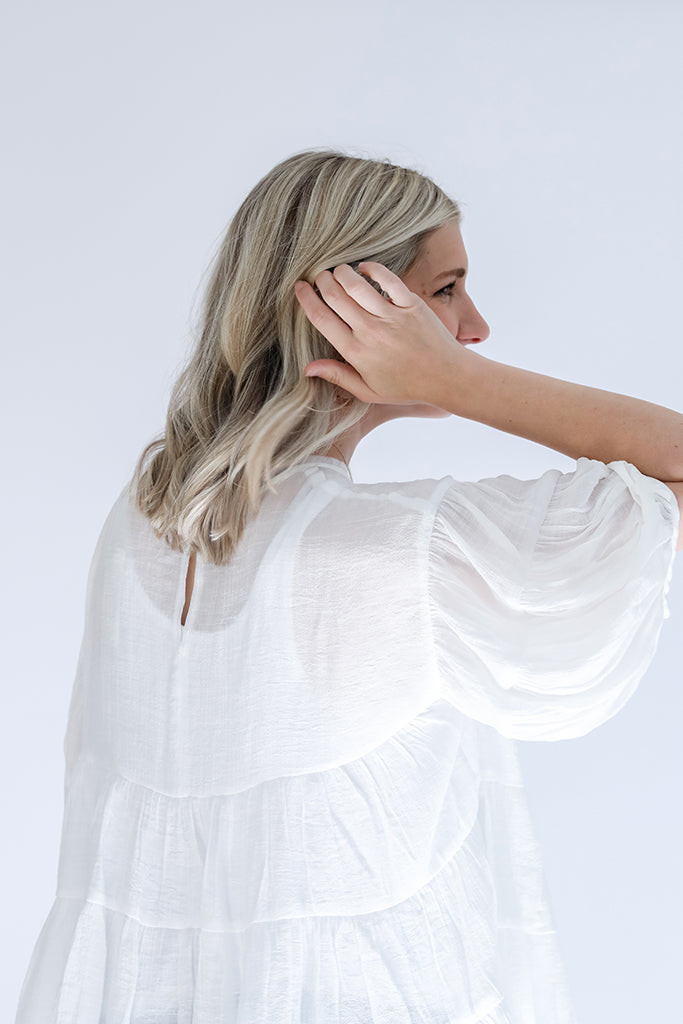 White flowy blouse with key hole back from Favored And Common