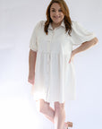 Bubble sleeve button up dress for women from Favored And Common