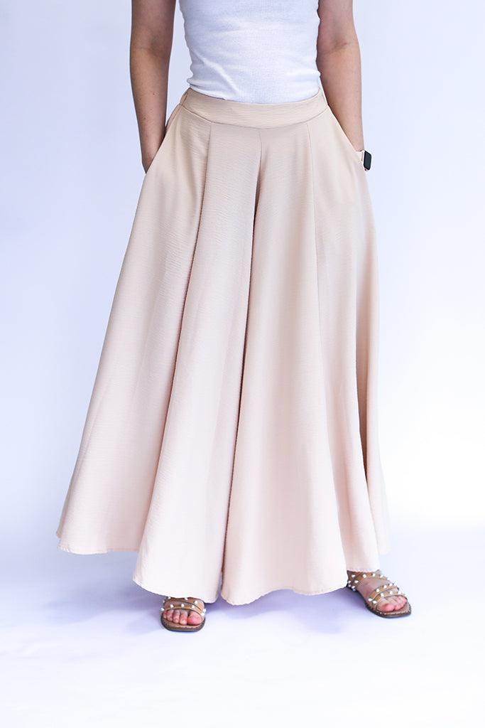 Champagne flowy pants for women with pockets from Favored and Common