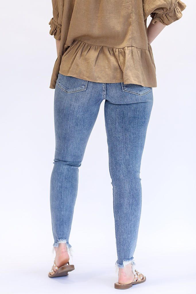 Distressed cropped mis rise skinny jeans for women from Favored and Common in NC