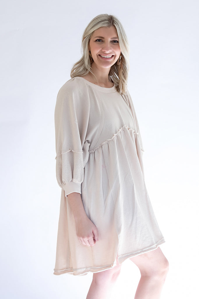 Flowy mini dress with baby ruffle details from Favored And Common