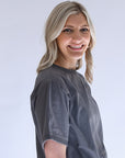 Grey ribbed t-shirt for women from Favored And Common