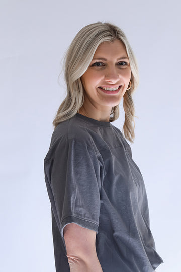 Grey ribbed t-shirt for women from Favored And Common