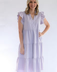 Lavender Ruffle sleeve dress from Favored And Common