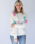 Light weight knit daisy print sweater for women from Favored And Common in NC