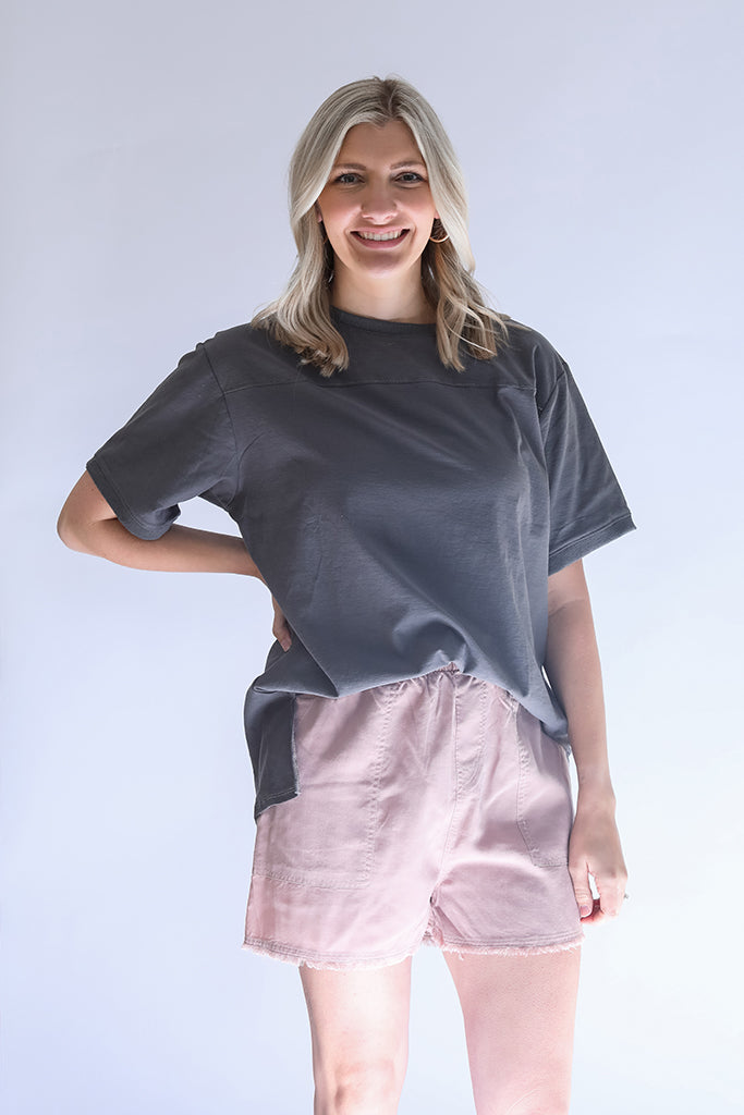 Mauve tencel shorts for women from Favored and Common in NC