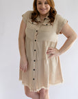 Tan dress with frayed hem for women from Favored And Common