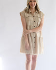 Tiered button up mini dress for women with collar from Favored And Common