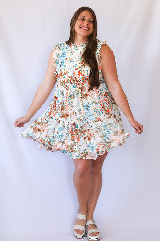 Mutlicolor water color mini dress for women  from Favored and Common