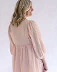 Women's textured blush pink dress outfit from Favored and Common