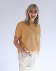 Yellow distressed oversized t-shirt for women 