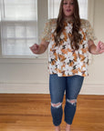 Floral mixed pattern blouse try on video from Favored and Common in NC