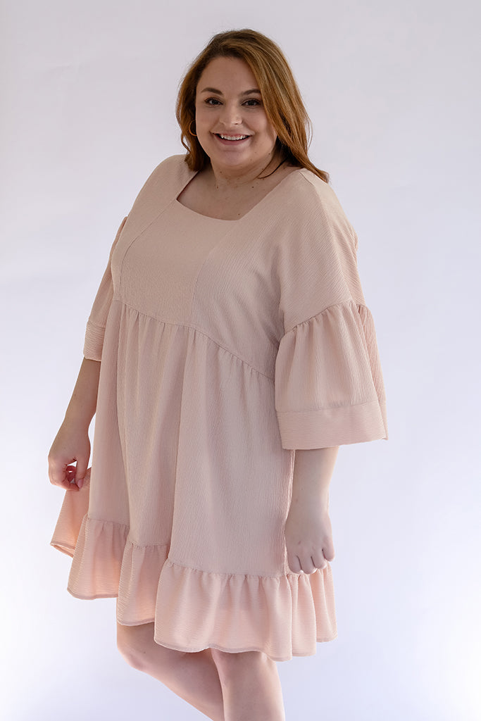 Blush pink flowy dress with sleeves from Favored And Common