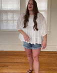 Frayed hem jean shorts from Favored and Common